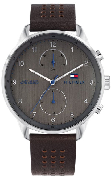 Tommy Hilfiger Chase Quartz Brown Dial Brown Leather Strap Watch for Men - 1791579