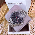 Michael Kors Everest Chronograph Black Dial Silver Steel Strap Watch For Women - MK5753