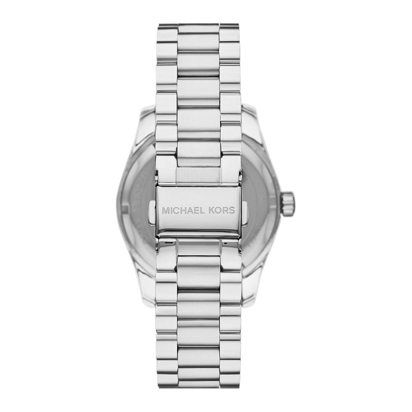 Michael Kors Lexington Lux Three Hand Mother of Pearl Silver Dial Silver Steel Strap Watch for Women - MK7445