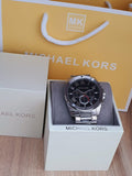 Michael Kors Brecken Chronograph Quartz Black Dial Silver Steel Strap Watch For Men - MK8438