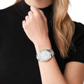 Michael Kors Lexington Chronograph White Dial Silver Steel Strap Watch For Women - MK7243