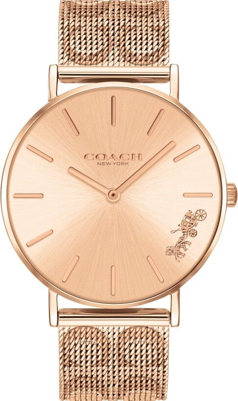 Coach Perry Rose Gold Dial Rose Gold Mesh Bracelet Watch for Women - 14503343