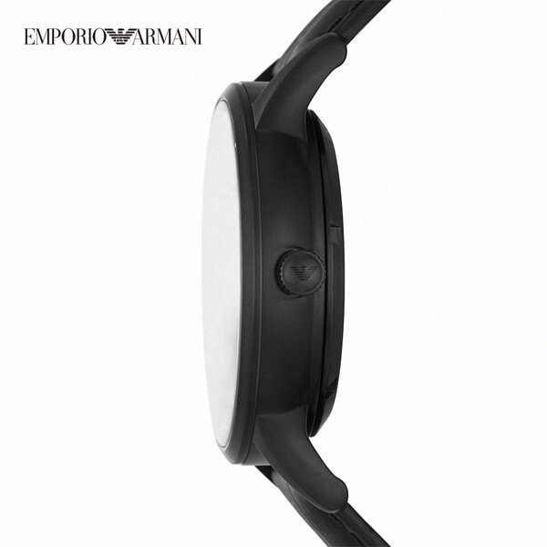 Emporio Armani Meccanico Automatic Black Dial Black Leather Strap Watch For Men - AR60042