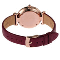 Emporio Armani Gianni T Bar Crystals Maroon Dial Maroon Leather Strap Watch for Women - AR11487