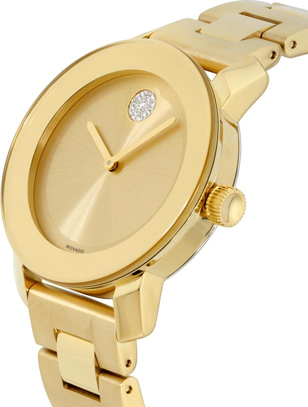 Movado Bold Gold Dial Yellow Gold Steel Strap Watch for Women - 3600104