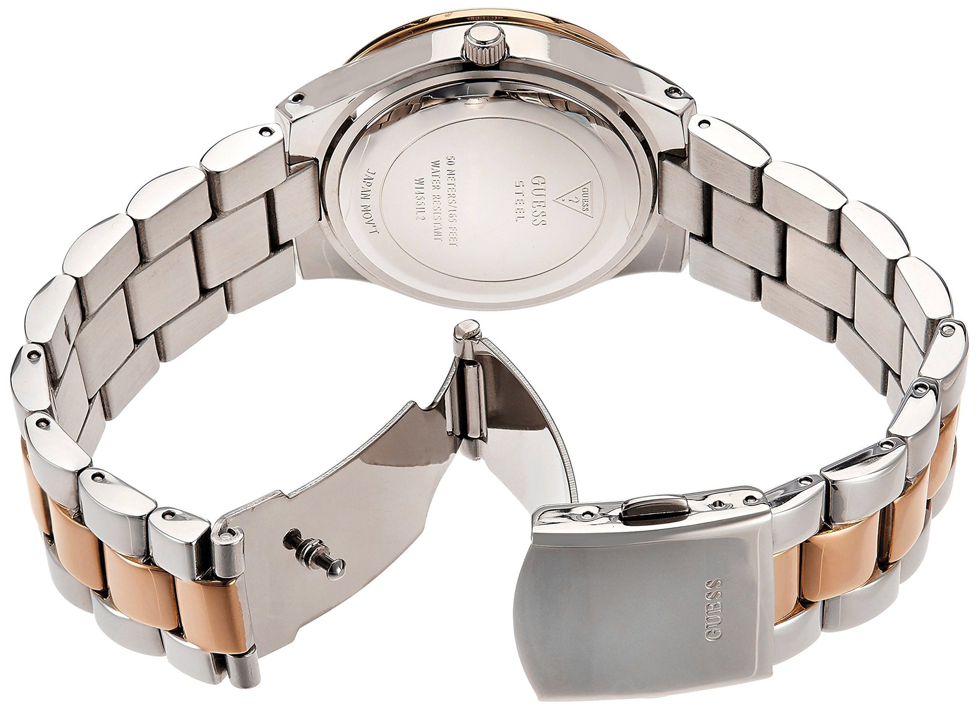 Guess Glisten Chronograph Analog Silver Dial Two Tone Steel Strap Watch For Women - W14551L1