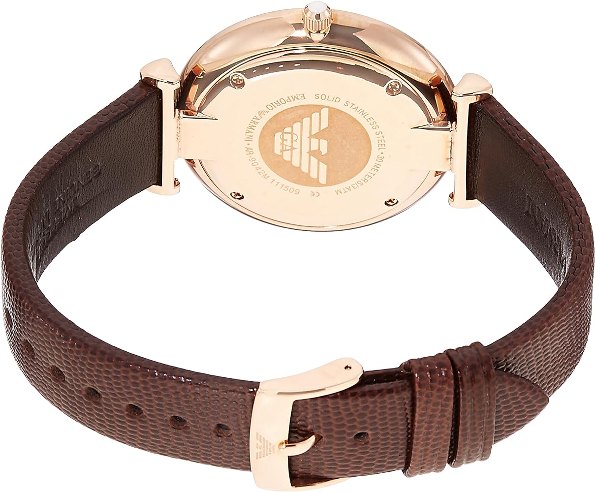 Emporio Armani Analog White Dial Brown Leather Strap Watch For Men - AR9042