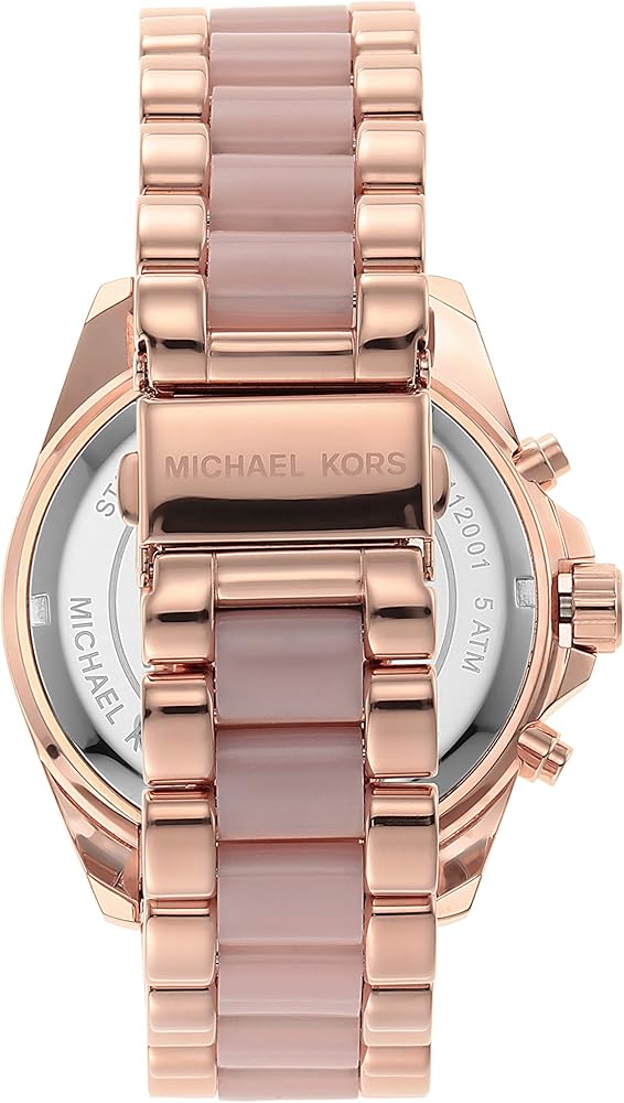 Michael Kors Bradshaw Chronograph Pink Dial Two Tone Steel Strap Watch For Women - MK6830