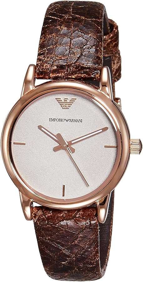 Emporio Armani Classic Analog Grey Dial Brown Leather Strap Watch For Men - AR1813