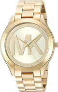 Michael Kors Slim Runway Analog Quartz Gold Dial Gold Steel Strap Watch For Women - MK3739