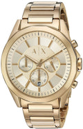 Armani Exchange Drexler Chronograph Gold Dial Gold Steel Strap Watch For Men - AX2602