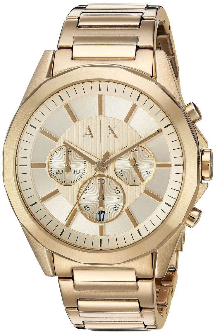 Armani Exchange Drexler Chronograph Gold Dial Gold Steel Strap Watch For Men - AX2602