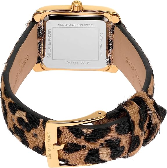 Michael Kors Emery Quartz Diamonds Black Dial Cheetah Print Leather Strap Watch For Women - MK7387