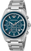 Emporio Armani Sportivo Chronograph Blue Dial Silver Steel Strap Watch For Men - AR6091