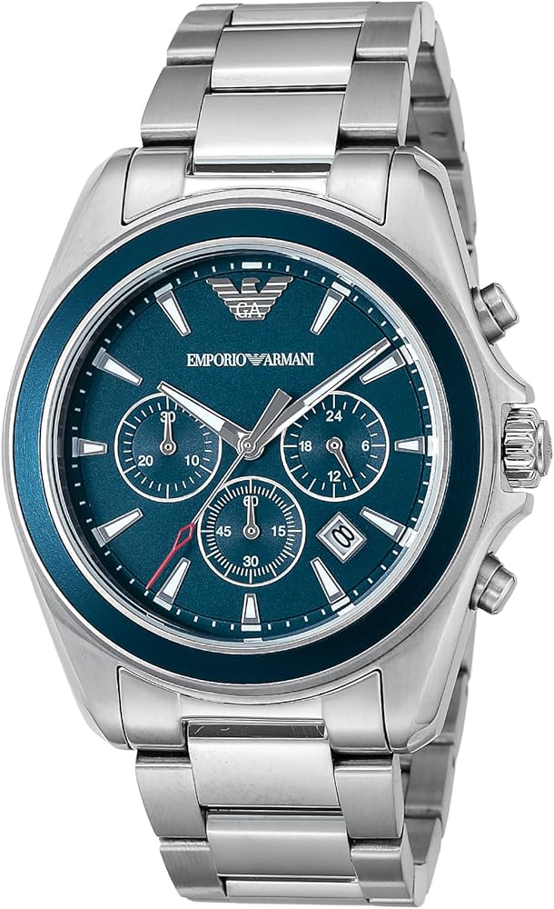 Emporio Armani Sportivo Chronograph Blue Dial Silver Steel Strap Watch For Men - AR6091