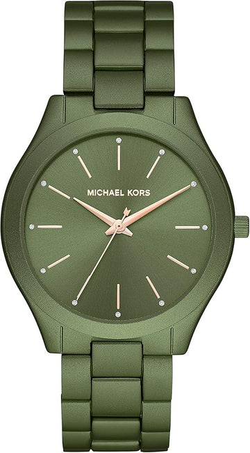 Michael Kors Slim Runway Green Dial Green Steel Strap Watch for Women - MK4526