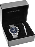 Emporio Armani Luigi Chronograph Blue Dial Silver Mesh Bracelet Watch For Men - AR80038