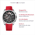 Tommy Hilfiger Decker Quartz Black Dial Red Rubber Strap Watch for Men - 1791351