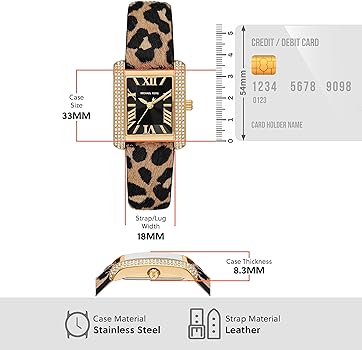 Michael Kors Emery Quartz Diamonds Black Dial Cheetah Print Leather Strap Watch For Women - MK7387