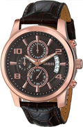 Guess Exec Chronograph Brown Dial Brown Leather Strap Watch For Men - W0076G4