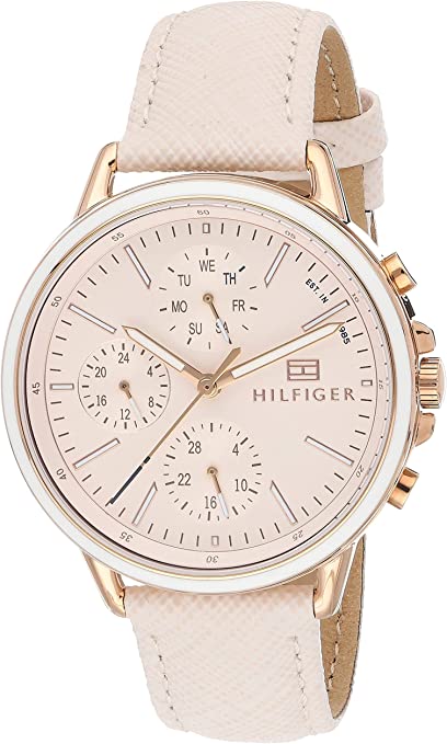 Tommy Hilfiger Carly Cream Dial Cream Leather Strap Watch for Women -1781789