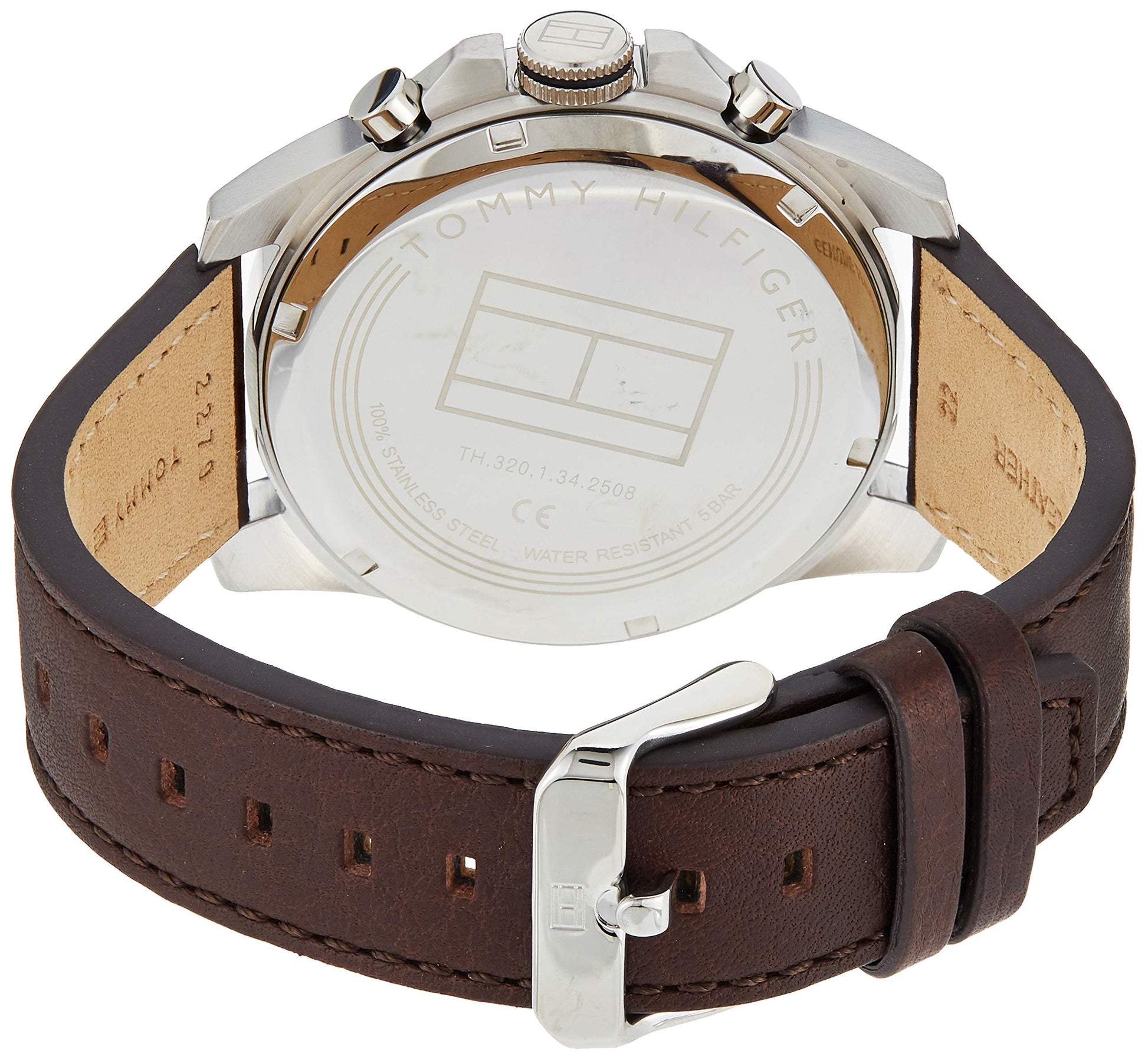 Tommy Hilfiger Decker Grey Dial Brown Leather Strap Watch for Men - 1791562