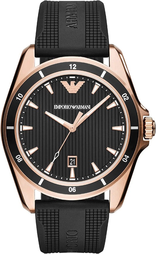 Emporio Armani Sport Quartz Black Dial Black Rubber Strap Watch For Men - AR11101