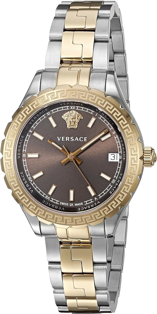 Versace Hellenyium Brown Dial Two Tone Steel Strap Watch for Women - V12040015