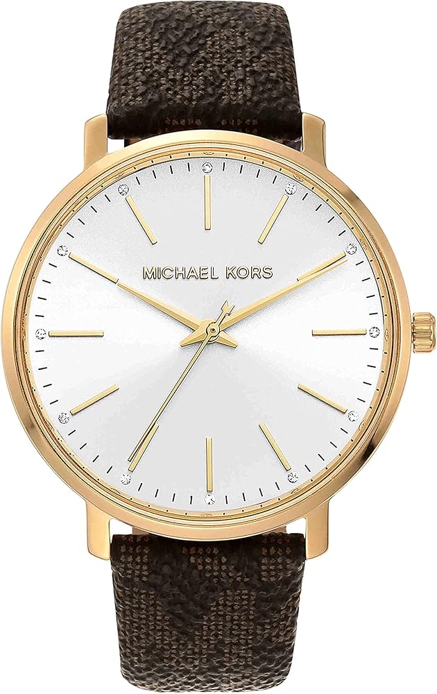 Michael Kors Pyper Quartz Silver Dial Brown Leather Strap Watch For Women - MK2857