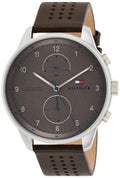 Tommy Hilfiger Chase Quartz Brown Dial Brown Leather Strap Watch for Men - 1791579