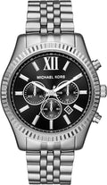 Michael Kors Lexington Chronograph Black Dial Black Steel Strap Watch For Men - MK8602