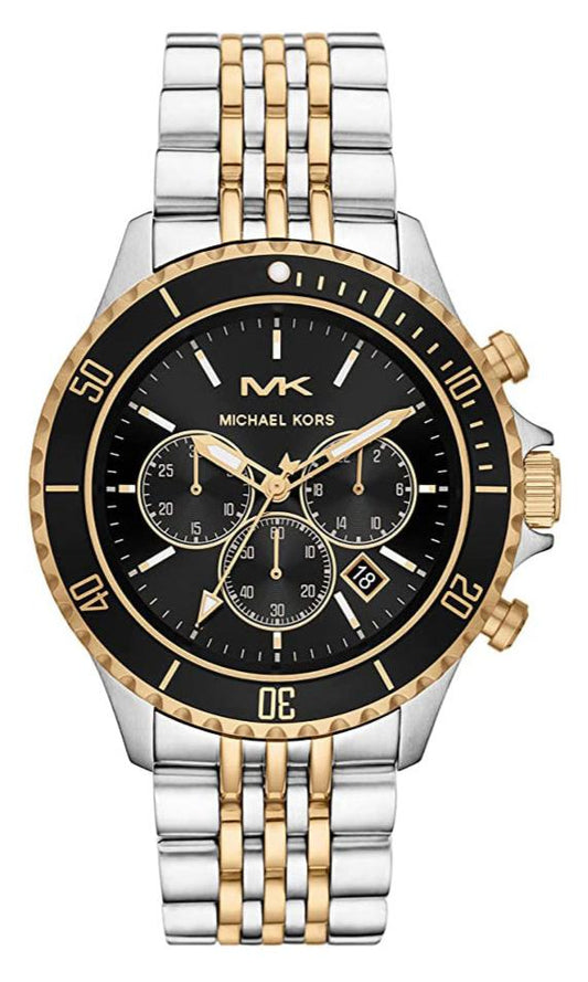 Michael Kors Bayville Chronograph Black Dial Two Tone Steel Strap Watch For Women - MK8872