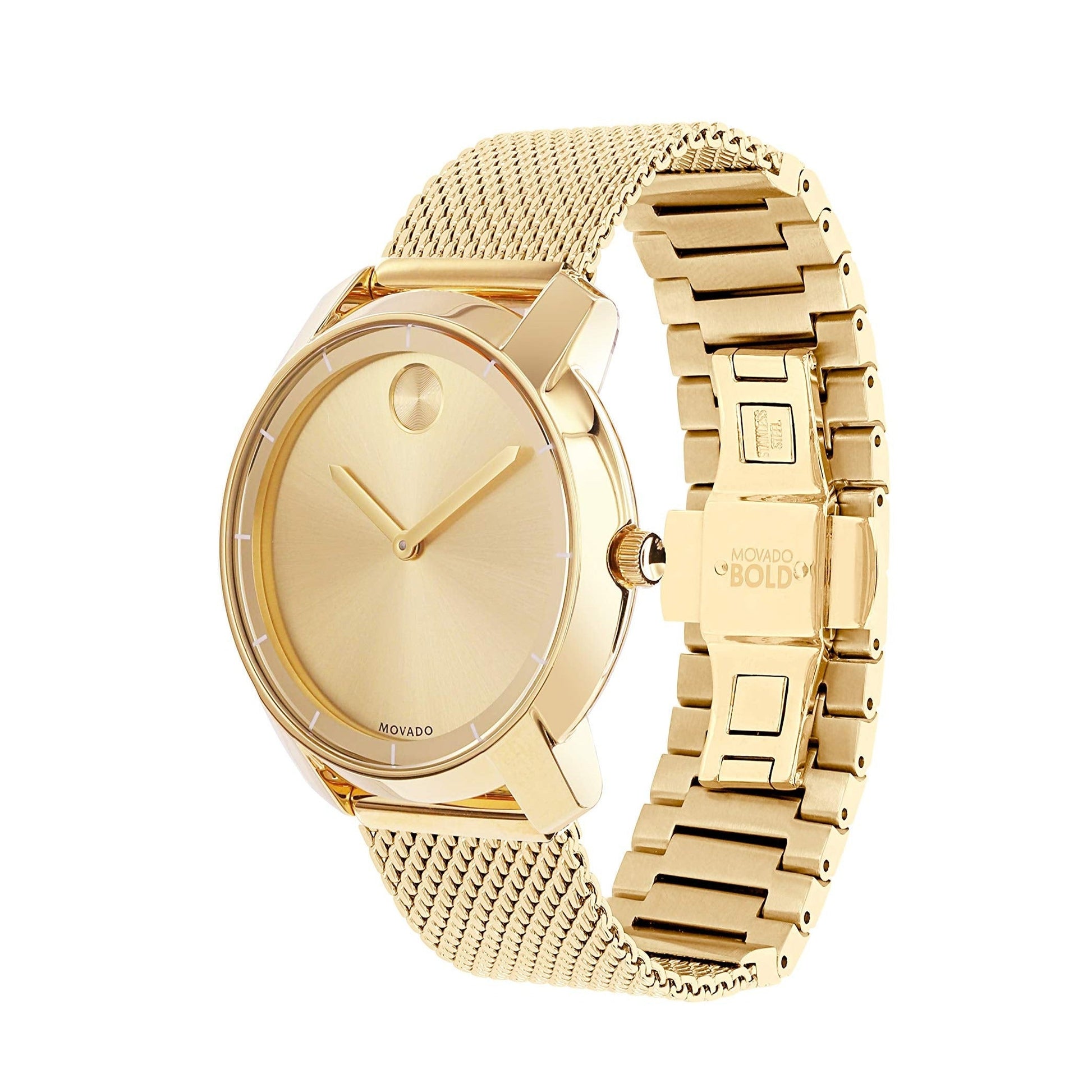 Movado Bold Gold Dial Gold Mesh Bracelet Watch for Women - 3600242