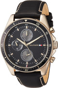 Tommy Hilfiger Parker Chronograph Black Dial Brown Leather Strap Watch For Men  - 1791836