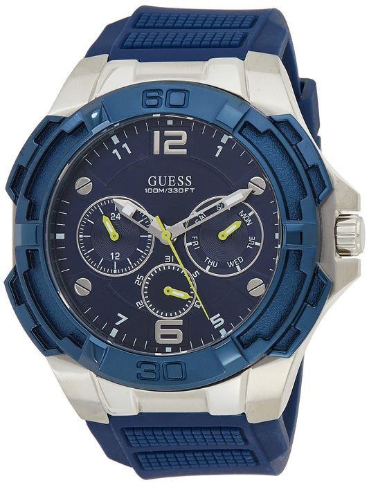Guess Genesis Multi Function Analog Blue Dial Blue Rubber Strap Watch For Men - W1254G1