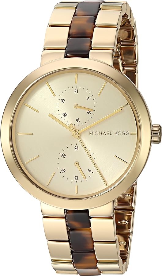 Michael Kors Garner Multifunction Gold Dial Two Tone Steel Strap Watch For Women - MK6471