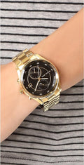 Michael Kors Blair Quartz Black Dial Gold Steel Strap Watch For Women - MK6497