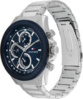 Tommy Hilfiger Clark Chronograph Blue Dial Silver Steel Strap Watch For Men - 1792080