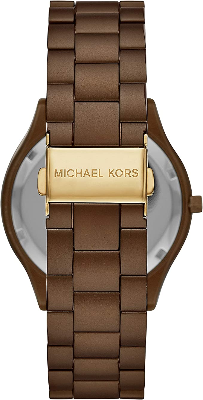 Michael Kors Slim Runway Brown Dial Brown Steel Strap Watch For Women - MK4508