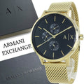 Armani Exchange Cayde Chronograph Black Dial Gold Mesh Strap Watch For Men - AX2715