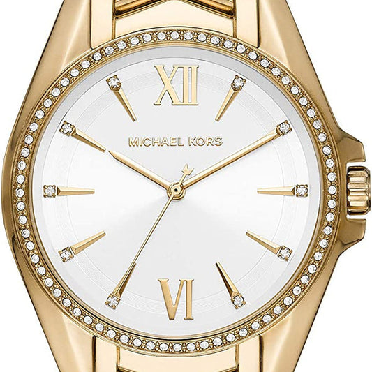 Michael Kors Whitney Three-Hand White Dial Gold Steel Strap Watch For Women - MK6693