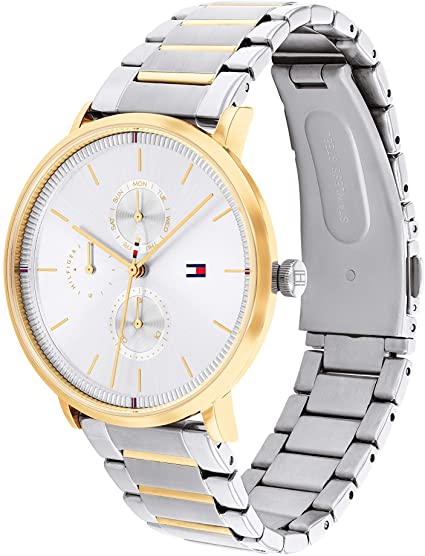 Tommy Hilfiger Blake Silver Dial Two Tone Steel Strap Watch for Women - 1781908