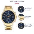 Tommy Hilfiger Daniel Blue Dial Gold Steel Strap Watch for Men - 1710384