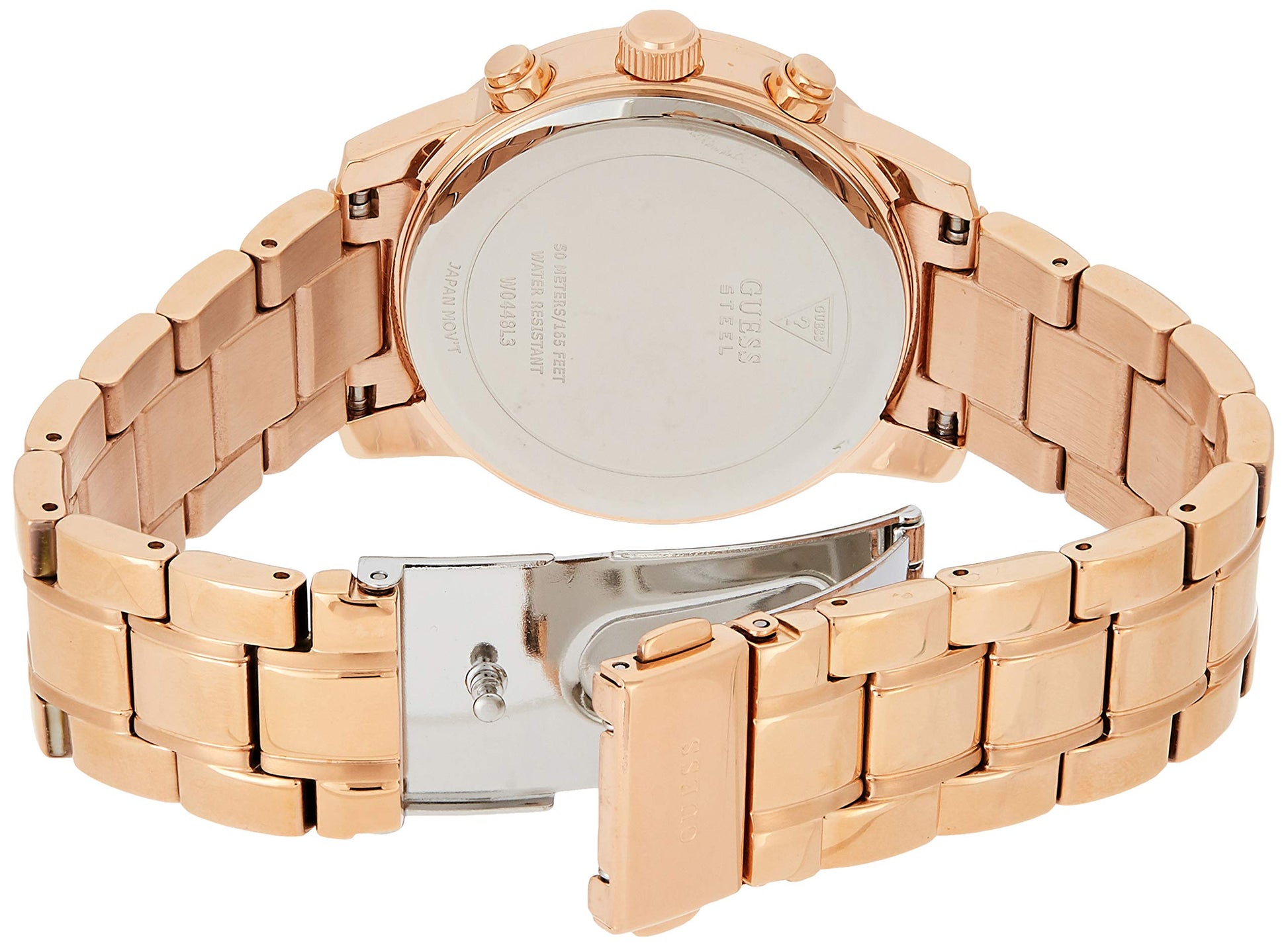 Guess Mini Sunrise Chronograph Quartz Rose Gold Dial Rose Gold Steel Strap Watch For Women - W0448L3