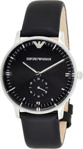 Emporio Armani Gianni Quartz Black Dial Black Leather Strap Watch For Men - AR0382