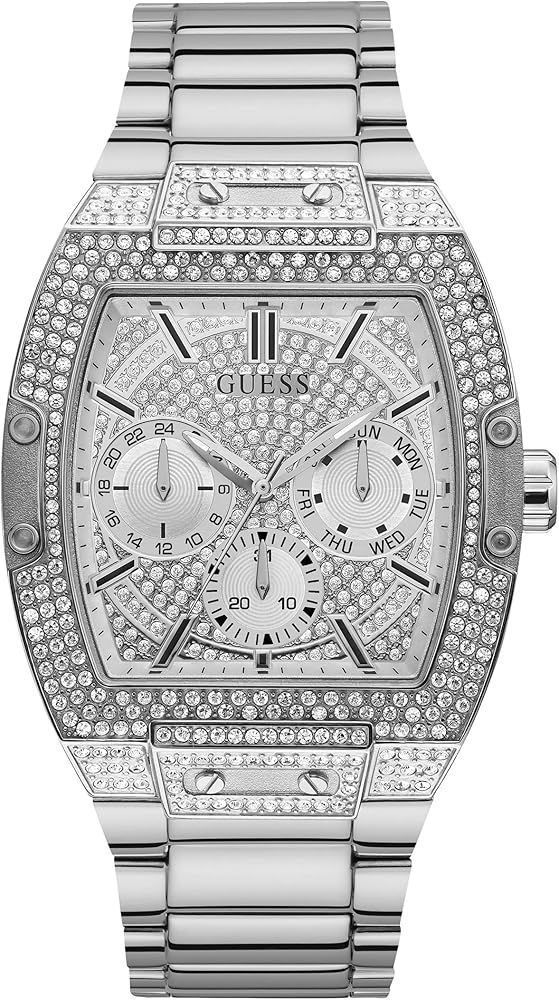 Guess Phoenix Multifunction Crystals Silver Dial Silver Steel Strap Watch For Men - GW0094G1