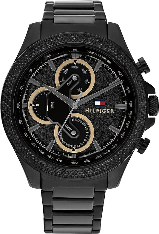 Tommy Hilfiger Clark Chronograph Black Dial Black Steel Strap Watch For Men - 1792081