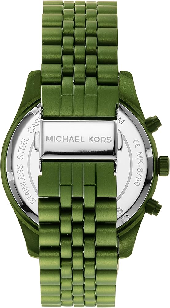 Michael Kors Lexington Chronograph Green Dial Green Steel Strap Watch For Men - MK8790