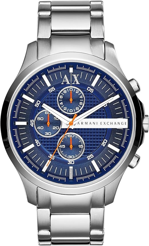 Armani Exchange Hampton Chronograph Blue Dial Silver Steel Strap Watch For Men - AX2155