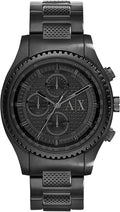 Armani Exchange Chronograph Black Dial Black Steel Strap Watch For Men - AX1605